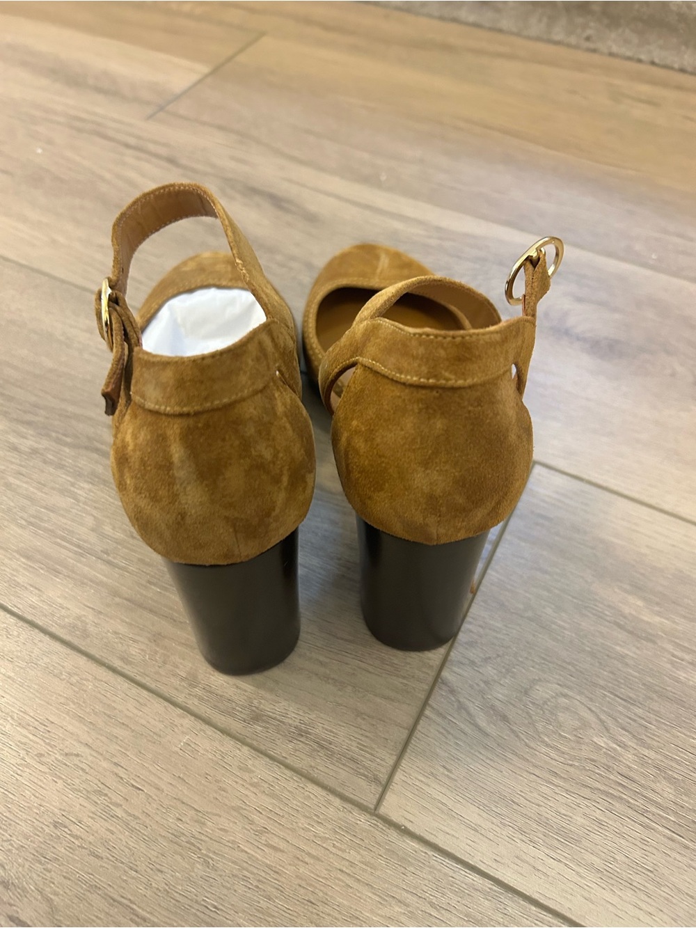 Sézane Tan Suede Ankle-Strap Pumps - Picture 3 of 6